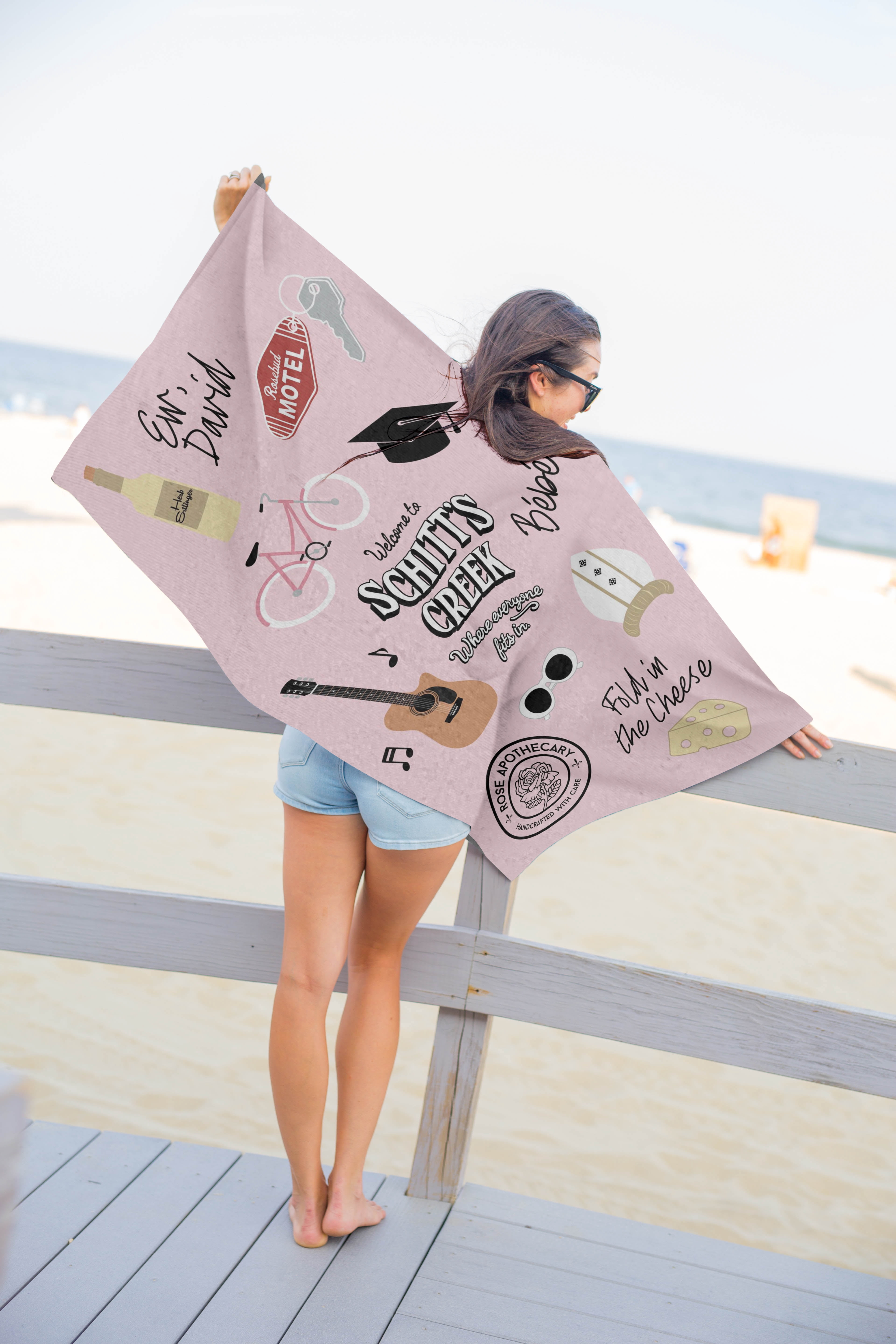 Schitt's Creek Iconic Moments Beach Towel, 34 x 64, Pink, ITV