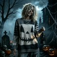 thumbnail image 4 of WEIWEN Halloween Sweatshirt for Women Oversized Cat Spooky Face Printed Long Sleeve Fall Sweaters for Women Plus Size Tops Womens Fall Fashion Clothing Light Gray, XXL, 4 of 6