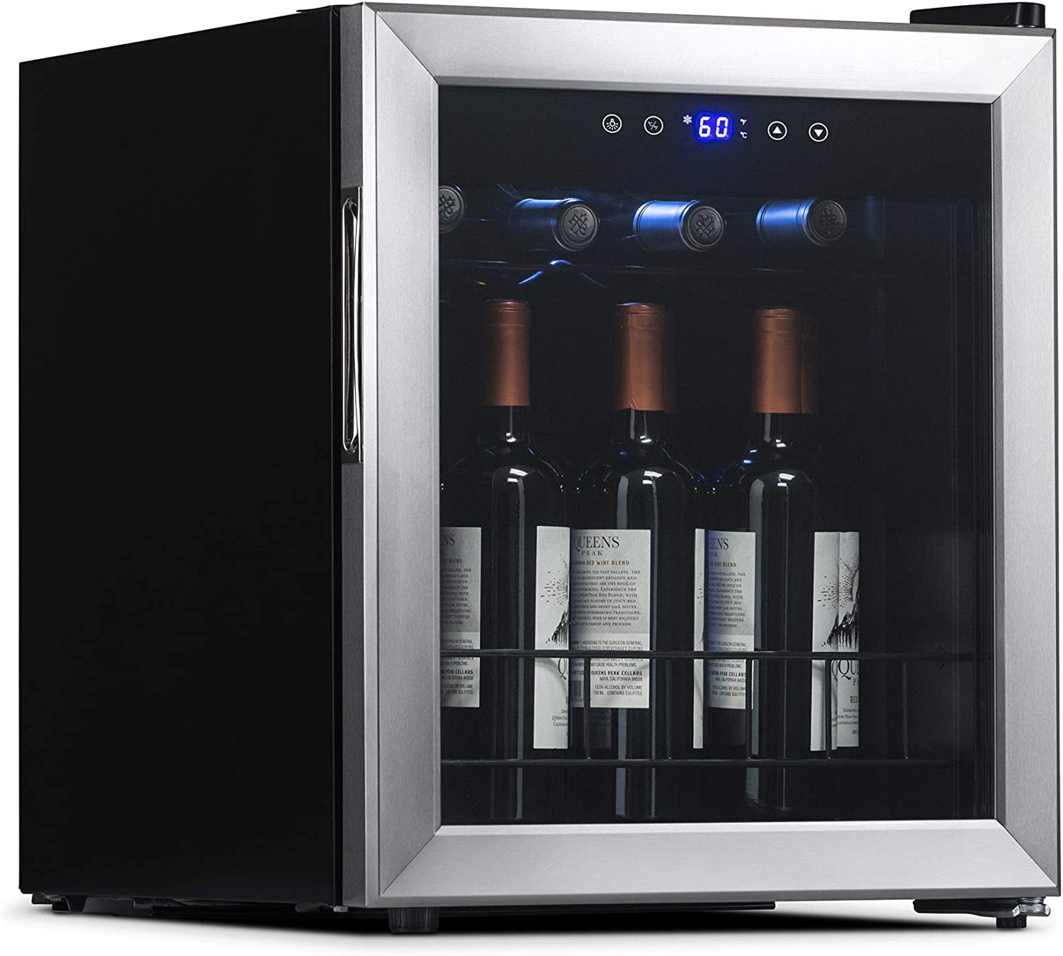 Restored Newair NWC016SS00-RB Freestanding Wine Fridge with Digital Thermostat, 16 Bottles, Stainless Steel (Refurbished)