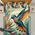 thumbnail image 3 of Lotusprinthandmade Floral Hummingbird Quilt Bedding Set (White Binding) 5 Sizes (Made in Vietnam) (90x100), hummingbird and floral quilt bedding, 3 of 5