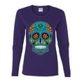 thumbnail image 2 of Wild Bobby Day Of The Dead Sugar Skull Pop Culture Women Graphic Long Sleeve Tee, Purple, X-Large, 2 of 5
