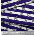 thumbnail image 3 of Soimoi Blue Poly Georgette Fabric Stripe & Flying Swift Bird Decor Fabric Printed Yard 42 Inch Wide, 3 of 3