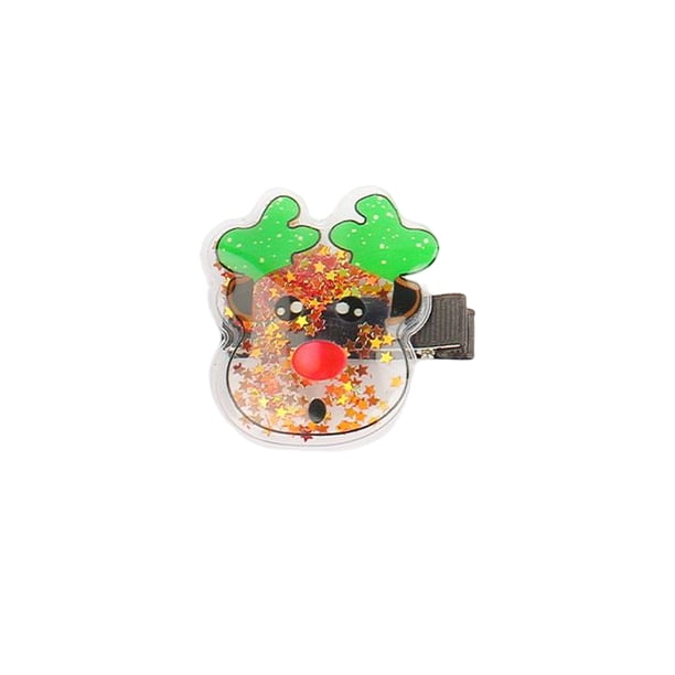 Inteprter Accesorios navideños para el cabello, parches de arena movediza de dibujos animados, tocado estampado, Clips laterales hechos a mano elásticos, Kits de decoración para fiestas Alce Inteprter HA070796-01