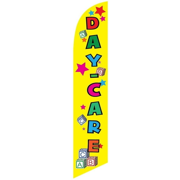 Day-Care yellow Feather Banner Swooper Flag -No Wind Required- Replacement FLAG ONLY