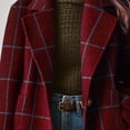 thumbnail image 4 of Women's Retro Lapel Long Plaid Coat 2025 Fall Winter Casual Elegant Double-breasted Work Suit Jacket, 4 of 7