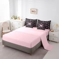 thumbnail image 5 of Manfei Black Pink Monogram Letter M Twin Bedding Sets 7-Piece for Girls Women,Kids Teens Shabby Chic Ribbon Bow Knot Bedding Comforter Set,Pink Reversible,Super Cozy Room Decor, 5 of 7