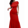 thumbnail image 2 of Women'S Off Shoulder Elegant Sleeveless Bodycon Long Formal Party Evening Dress Red S, 2 of 9