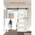thumbnail image 2 of VEVOR Sliding Barn Door, 32 x 84 inch, High-Strength MDF Panel and Glass, Barn Door with Hardware Kit, Water-Proof PVC Surface, Easy to Install, H-Frame, Smoothly and Quietly Sliding for Living Room, 2 of 9