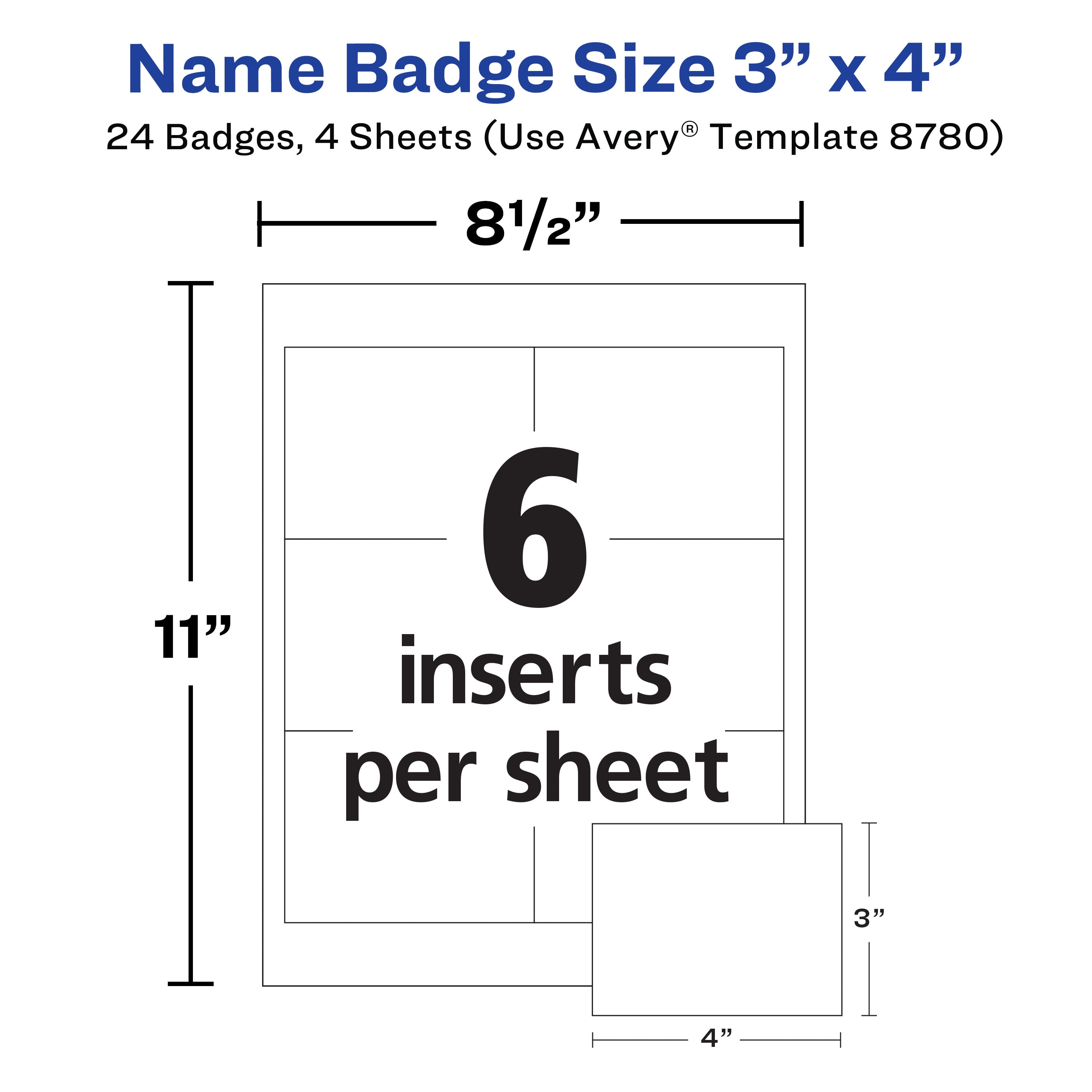Avery Name Badges with Magnets, 3" x 4", 24 Badges (8780)