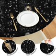 thumbnail image 4 of Black Gothic Sun Moon Star Pattern Round Fitted Tablecloth with Elastic Edge,Dining Table Cover Waterproof,Outdoor Round Tablecloth for Camping,Dining,Indoor and Outdoor, 4 of 7