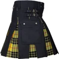 thumbnail image 3 of Men's Cotton Utility Kilt With Box Pleats Tartan Design Adjustable Waist Deep Pockets, 3 of 5