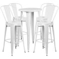 thumbnail image 2 of Emma + Oliver Commercial 24" Round White Metal Indoor-Outdoor Bar Table Set-4 Cafe Stools, 2 of 5