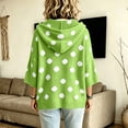 thumbnail image 4 of Domzest Womens Oversized Hooded Knit Sweater V Neck 3/4 Sleeve Drawstring Hoodies 2026 Fall Casual Lightweight Pullover Sweater Plus Size Green 3XL, 4 of 7