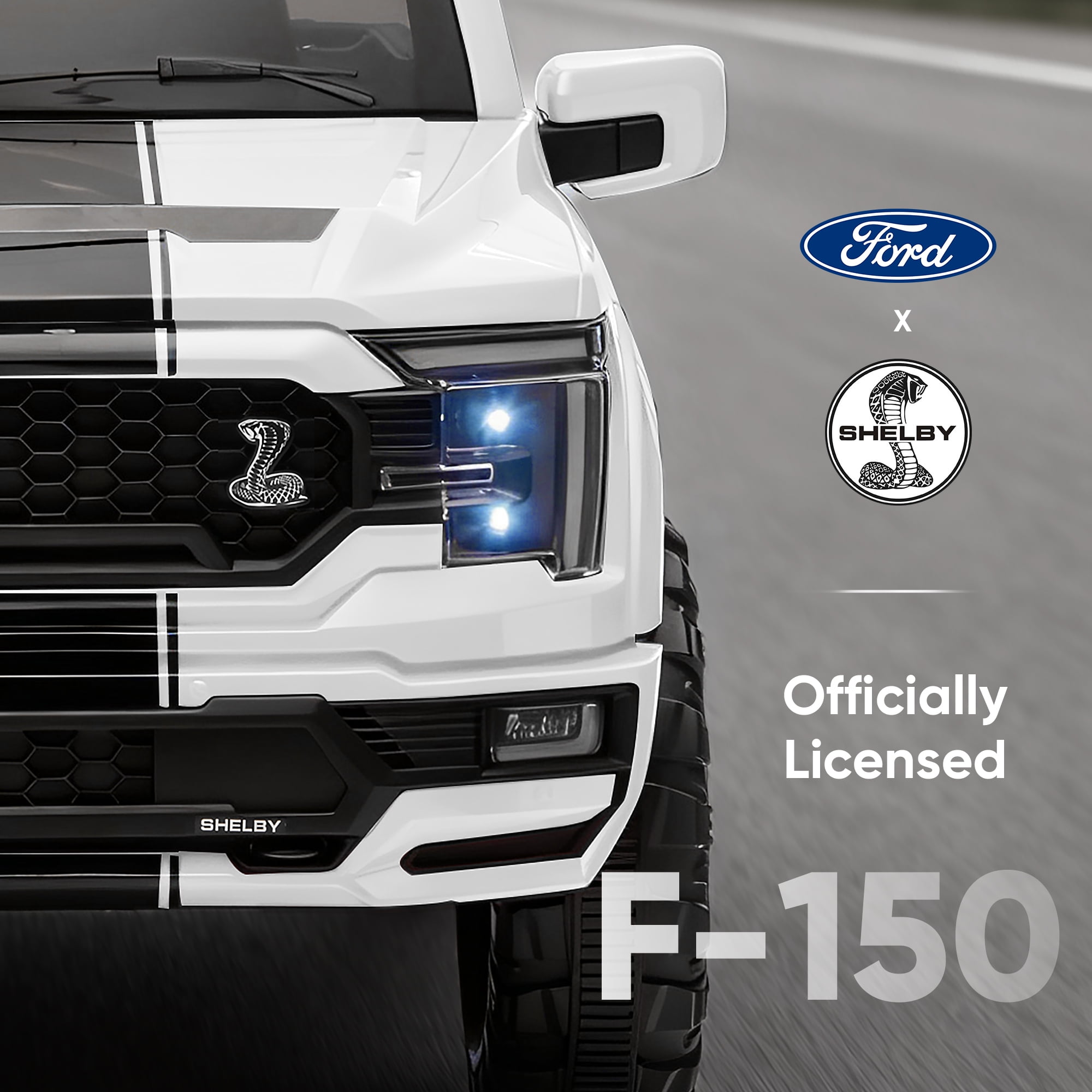 Hikiddo Electric Car for Kids, Licensed Ford-Shelby F-150 12V Ride on Truck Toys for Toddlers w/ Remote, 2-Hour Drive Time - White