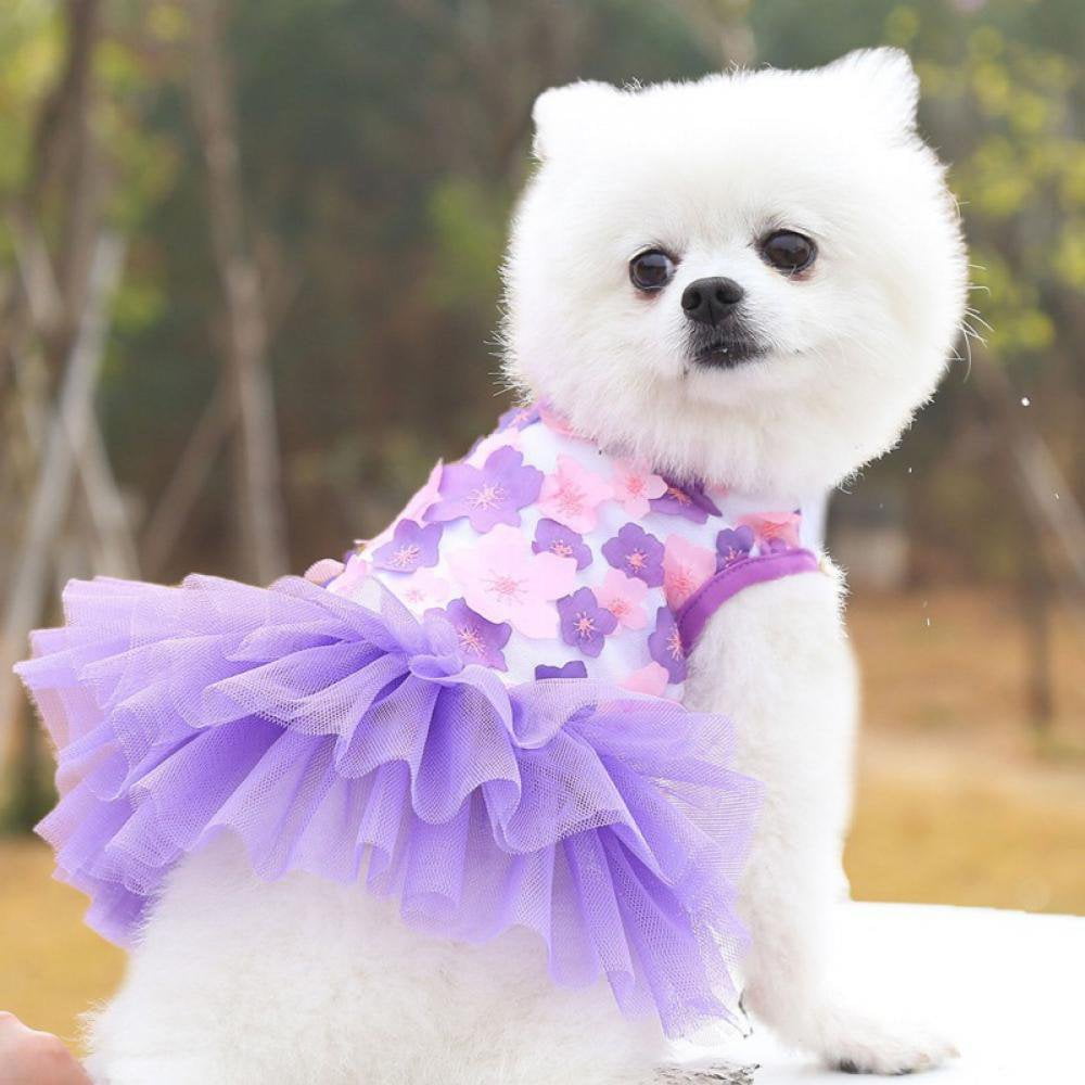 Pet Dog Dress Summer Princess Dresses Floral Gauze Dog Vest Skirt Apparel for Pets Dogs Cats Puppy Walmart