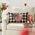 thumbnail image 4 of Valentine''s Day Pink Heart Buffalo Plaid Throw Pillow Cover, 12 x 20 Inch Anniversary Wedding Cushion Case Decoration for Sofa Couch, 4 of 6