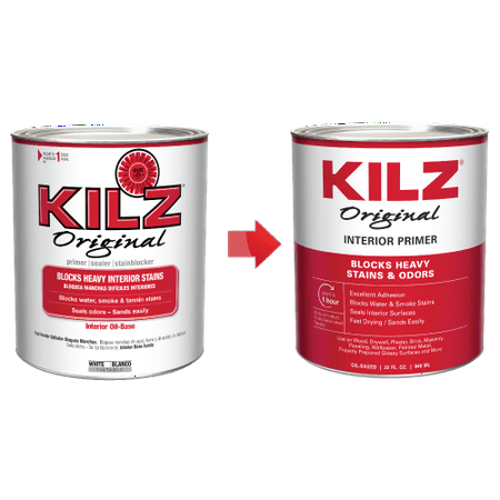 KILZ Original Interior Oil-Based Primer/Sealer/Stain Blocker Low VOC Formula, White, 1 quart - New Look, Same Trusted (Best Deck Stain And Sealer)