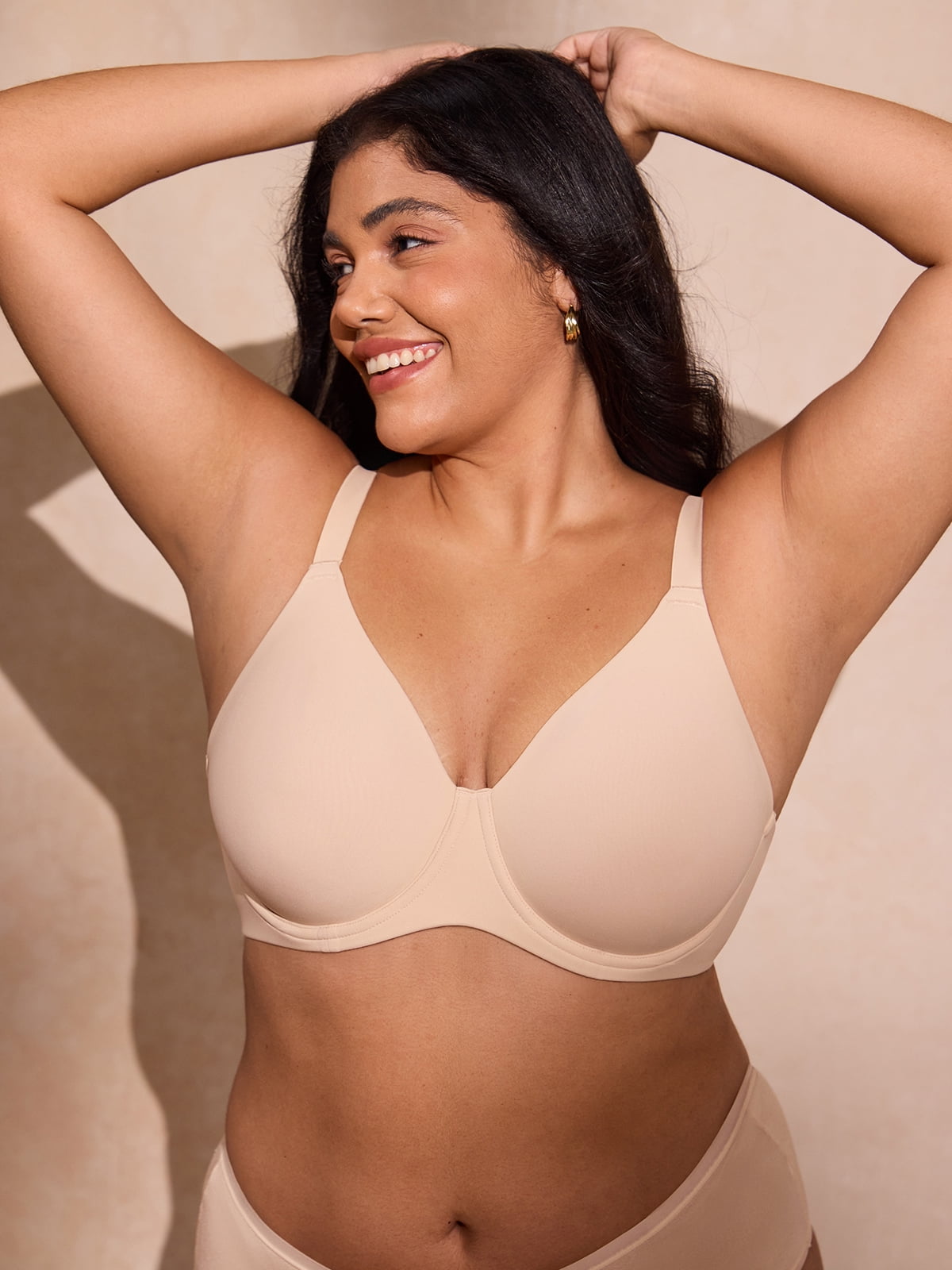 DELIMIRA Women's Inbarely Lift Full Coverage Bras Plus Size Unlined T shirt Underwire Seamless Bra