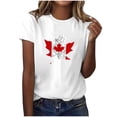 thumbnail image 2 of HOMBOM Tops for Women Short Sleeve T-Shirts White Crew Neck Maple Leaf Print Summer Womens Graphic Tees Soft, 2 of 5