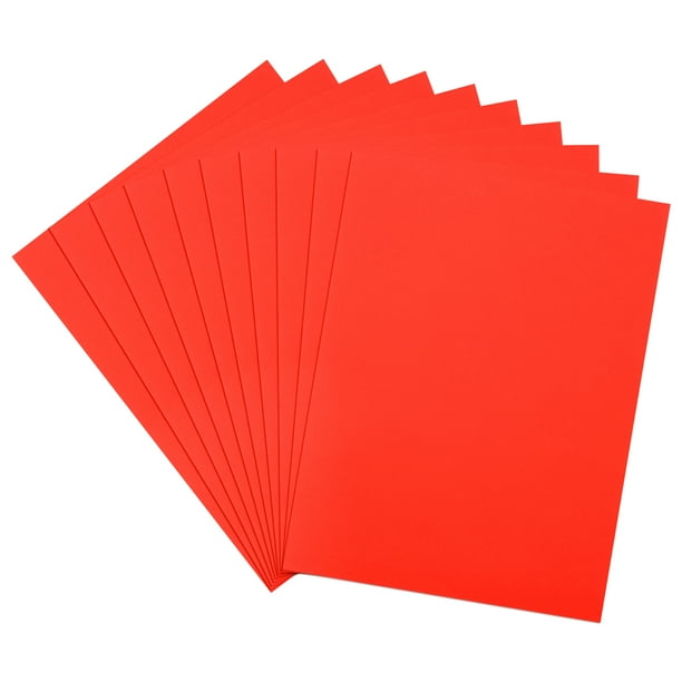 10 Hojas de Papel Neón 8"x11" 250gsm Cartulina Fluorescente Brillante, Naranja Oscuro