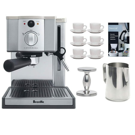 Breville ESP8-XL Cafe Roma Espresso Machine w/ Espresso Tamper + 6-Pieces (3 oz.) Cup & Saucer + Accessory