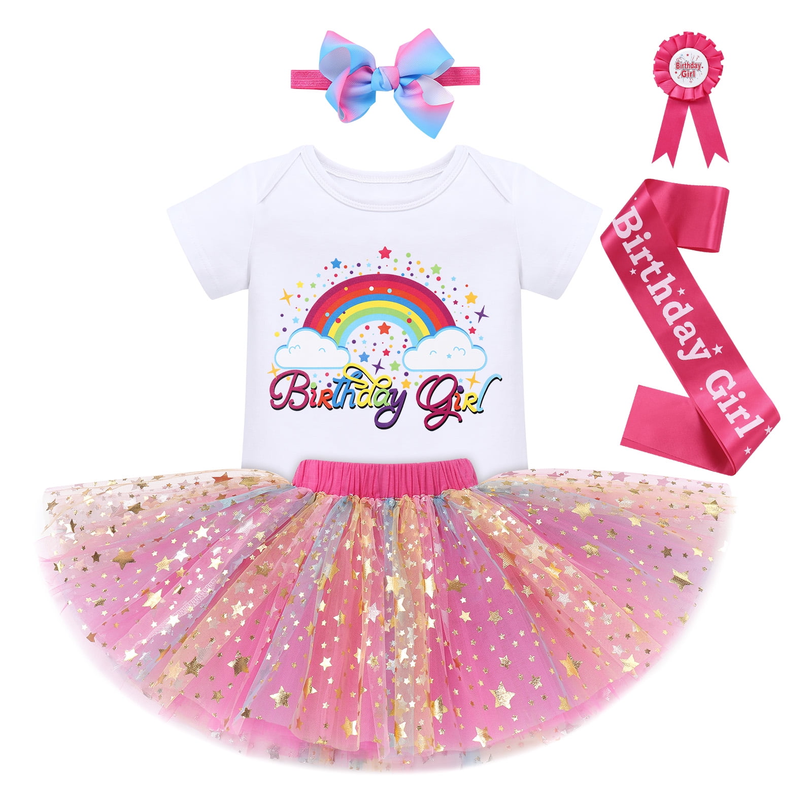 IBTOM CASTLE Toddler Baby Girl Unicorn 1st 2nd 3rd Birthday Outfit ...