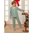 thumbnail image 4 of AceBaby Christmas Matching Pajamas for Family Striped Holiday Loungewear Soft Sleepwear Outfits, 4 of 10