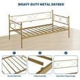 thumbnail image 5 of Metal Daybed Twin Size, with Stylish Headboard and Premium Steel Slat Support, Multifunctional Twin Daybed Bed Frame for Bedroom, Living Room, Guest Room, Gold, 5 of 8