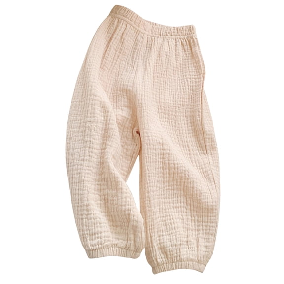 GYRATEDREAM Toddler Kids Boys Girls Cotton Linen Elastic Basic Harem Long Pants Bloomers Casual Joggers 2-8T