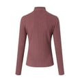 thumbnail image 6 of vigerkar Women's Long Sleeve Tops Mock Neck Ribbed Knit Slim Fit Pleated Basic T Shirts Lightweight Sweater Going Out Clothes (Wine, XL), 6 of 9