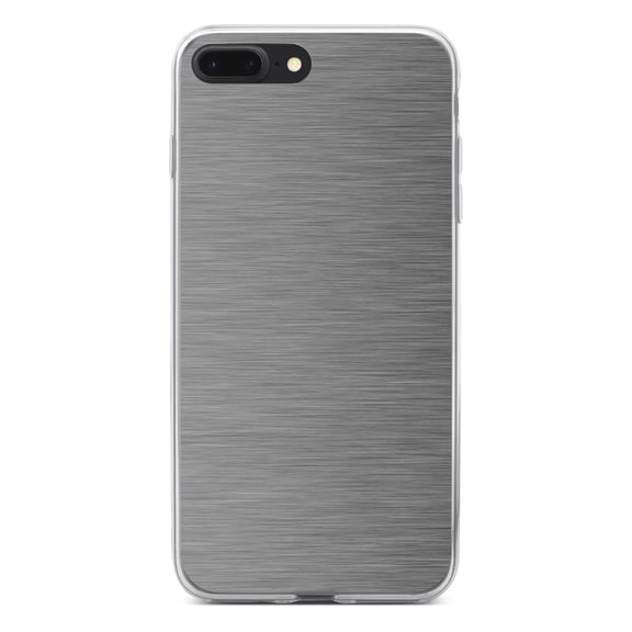 DistinctInk Clear Shockproof Hybrid Case for iPhone 7 PLUS / 8 PLUS (5.5" Screen) - TPU Bumper, Acrylic Back, Tempered Glass Screen Protector - Grey Silver Stainless Steel - Printed Image Stainless