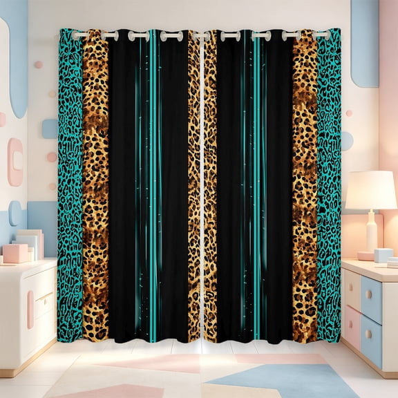 Erosebridal Vintage Cheetah Print Blackout Curtains,Classic Leopard Window Curtains Pack of 2 (38x45 Each)