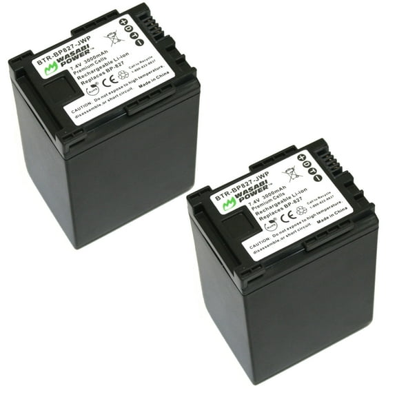 Wasabi Power Battery for Canon BP-827 (3000mAh, 2-Pack)