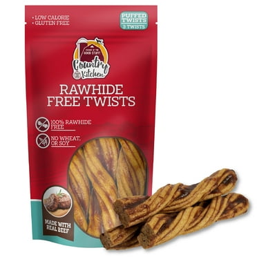 Country Kitchen Beef NoHide Twist Dog Treat: 3ct (5.29oz 150g)