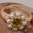 thumbnail image 6 of LBG British Made 14k Rose Gold Natural Peridot & Cultured Pearl Womens Statement Ring - 33 size options - Size 10.75, 6 of 8