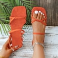 thumbnail image 2 of Bibifish Womens Flat Slide Minimalist Crisscross Thin Strap Ladies Sandals Summer Sleek Street Everyday Casual Outdoor Walking Sandals, 2 of 9
