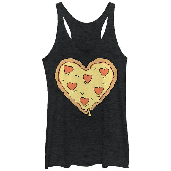 Women's Lost Gods Heart Pizza  Racerback Tank Top Black Heather Small