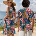 thumbnail image 4 of Jeiento Tropical Floral Matching Vacation Outfits for Couples Shirts for Men Casual Summer Dresses for Women Sleeveless Tiered Hawaiian Dress Mens Button Down Shirt, 4 of 6