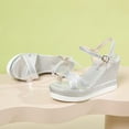 thumbnail image 5 of HAOTAGS Women's Summer Dressy Wedge Sandals Platform Breathable Open Toe Walking Shoes Silver Size 6.5, 5 of 7