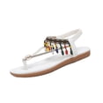 thumbnail image 4 of Xucatan Boho Beaded Sandals for Women, Elastic Ankle Strap Flat Shoes, Festival Summer Beach Walking Footwear Gift, 4 of 6
