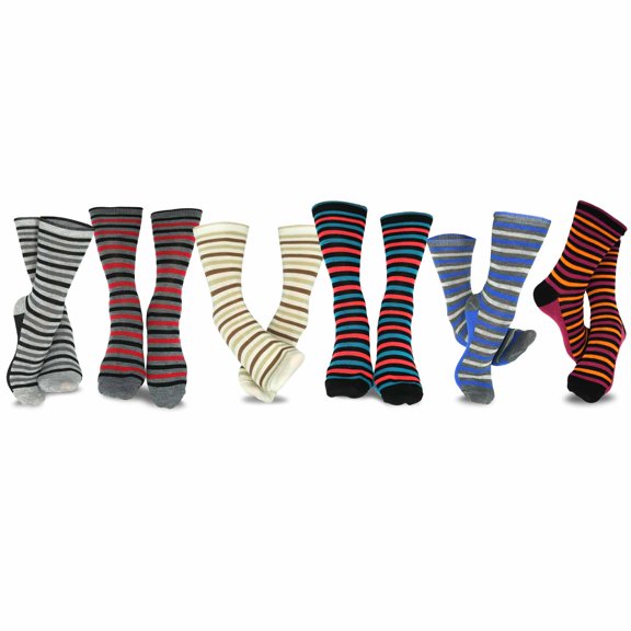 TeeHee Women's Ladies Value 6-Pack Crew Socks