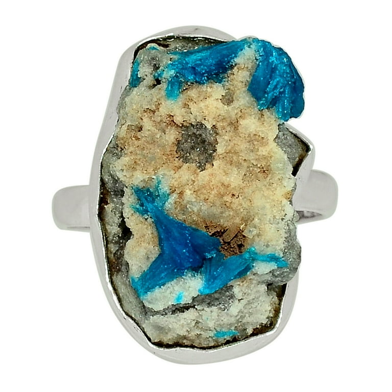 Cavansite Crystal Rare Crystal 925 Silver Jewelry Ring s.11 ALLR
