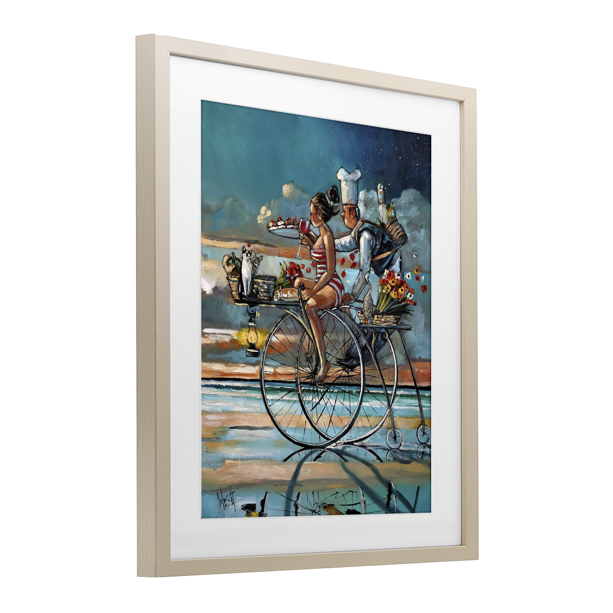 Stupell Industries Zaan's Dream Seaside Bicycle Ride Birch Framed Print Under Glass, design by Ronald West