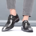 thumbnail image 5 of Men's Formal Oxford Shoes Genuine Leather Monk Strap Business Moccasin Casual Comfortable Slip-On Classic Loafers Gray 8.5 US, 5 of 7