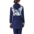 thumbnail image 3 of IBTOM CASTLE Kids Girls Muslim Swimsuit Long Sleeve Butterfly Flower Printed Islamic Swimwear Burkini Full Cover Cap Top Pants 3PCS Modest Bathing Suit 2-3 Years Deep Blue, 3 of 8