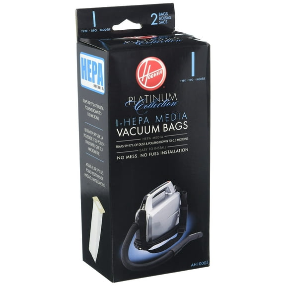 Hoover Platinum Collection Canister Vacuum Cleaner Type I HEPA Bag (2-Pack), 2 Count, AH10005