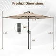 thumbnail image 3 of Costway 7.5 ft Solar Powered Patio Umbrella with LED Lights Push Button Tilt Crank Handle Brown, 3 of 10