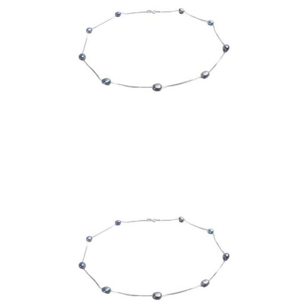 Collar de perlas de plata Minnieouse para mujer, gargantilla portátil de moda, color Blanco 45cm