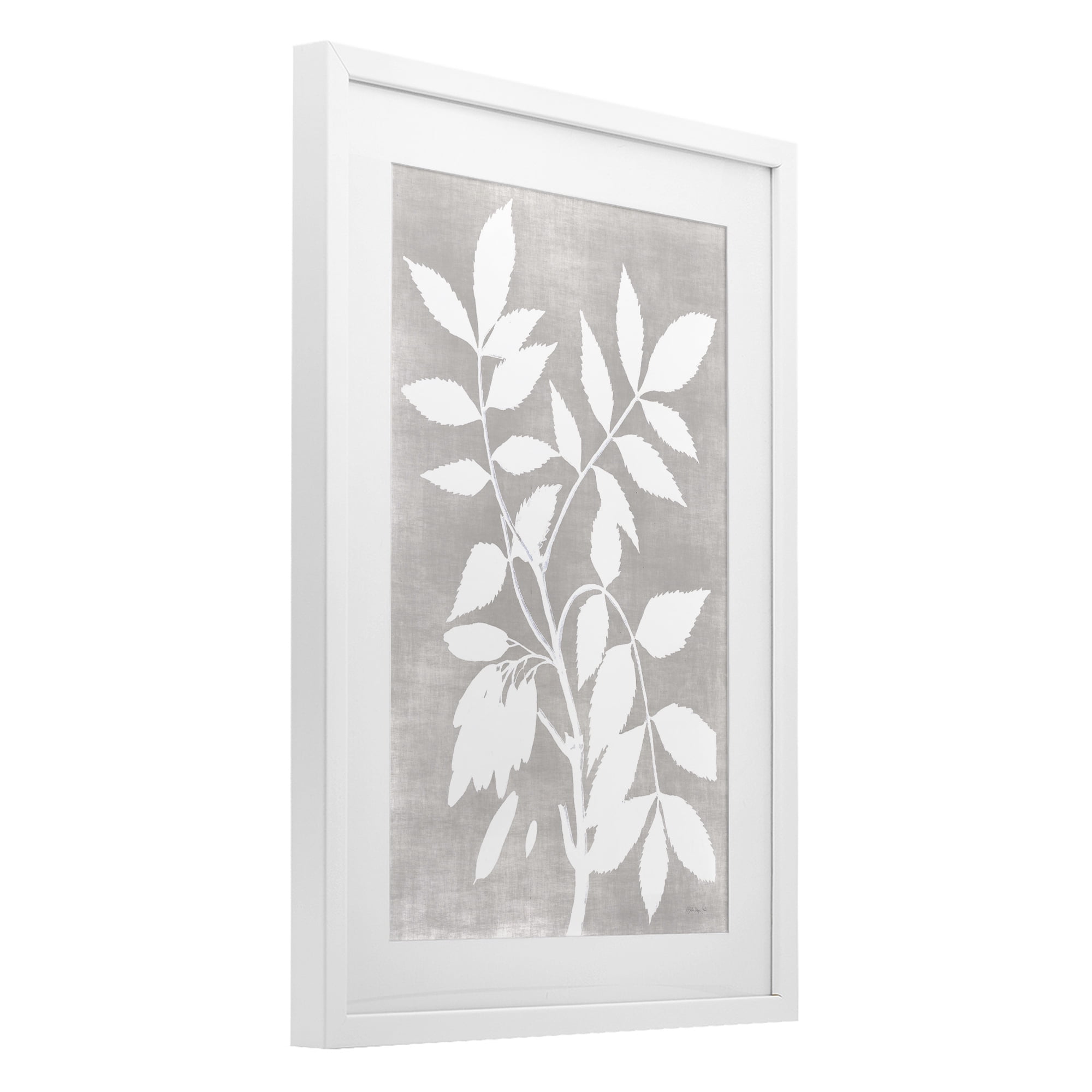 Stupell Industries Minimal Foliage Impression White Framed Print Under Glass, design by Stellar Design Studio