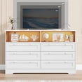 thumbnail image 1 of Bingirl Commode Élégante Rustique Blanche à 6 Tiroirs à Ne Pas Manquer avec Éclairage à Bande DEL et Prise de Recharge – Solution de Rangement Idéale pour Toute Pièce, 1 of 6